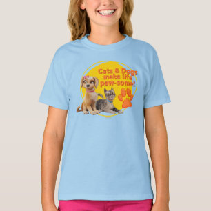 T-shirt Chats & Chiens Font De La Vie Paw-some !