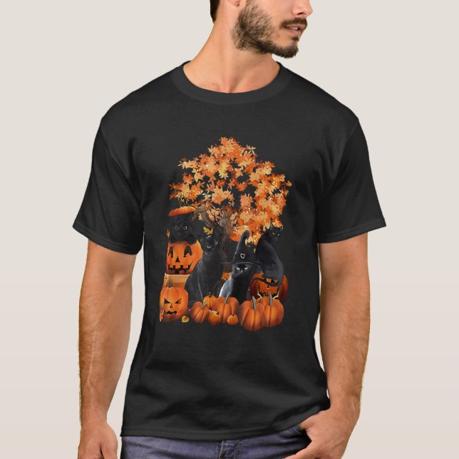 T-shirt Chats Citrouille Halloween (Devant)