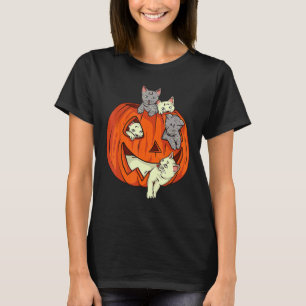 T-shirt Chats Citrouille Sculptée Jack O Lantern Chat Hall