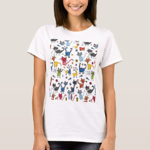 T-shirt Chats colorés vibrants dessinés à la main