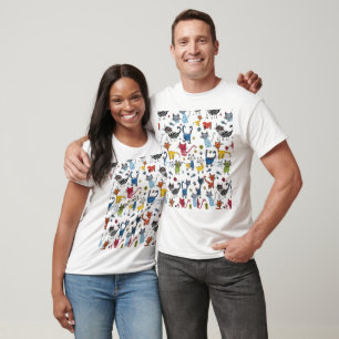 T-shirt Chats colorés vibrants dessinés à la main