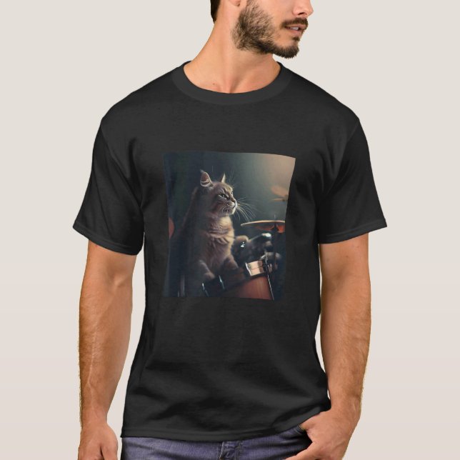 T-shirt Chats cool jazzy batteur Accessoires de batteur (Devant)