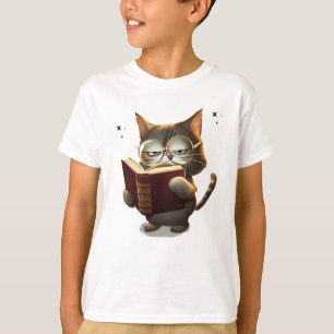 T-shirt Chats cool portant des lunettes Lire le livre