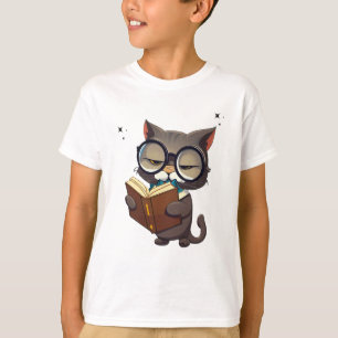 T-shirt Chats cool portant des lunettes Lire le livre