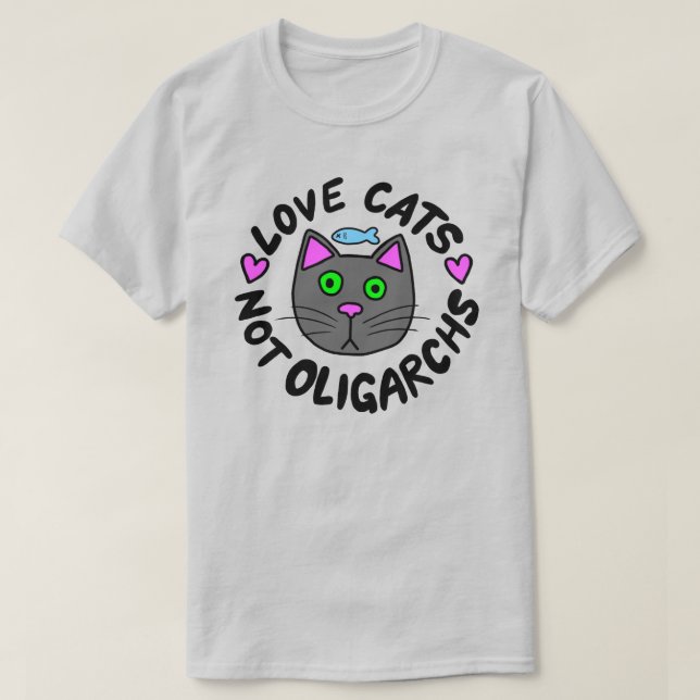 T-shirt Chats d'amour, pas oligarques (Design devant)