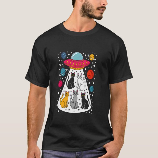 T-shirt Chats Dans L'enlèvement Spatial Aventure Cosmique (Devant)