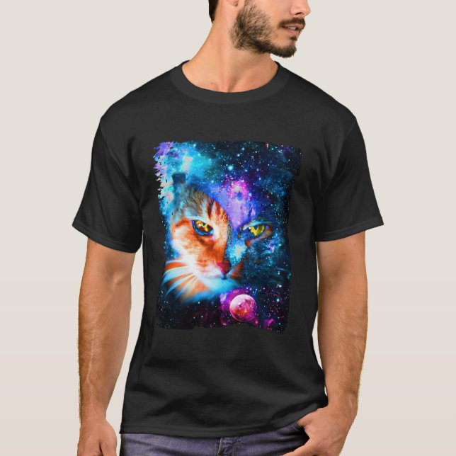 T-shirt Chats Dans L'Espace Galaxy Funny Silly Kitty Anim  (Devant)