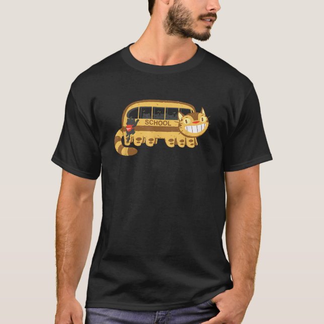 T-shirt Chats Dans Un Catbus En Direction De L'École (Devant)