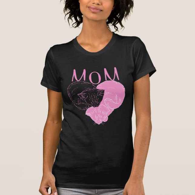 T-shirt Chats de coeur MOM rose (Devant)