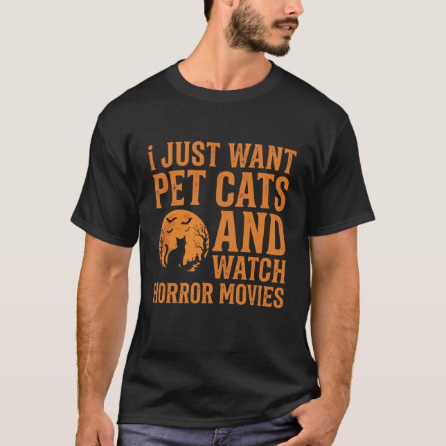 T-shirt Chats de compagnie Films d'horreur Conception Hall (Devant)