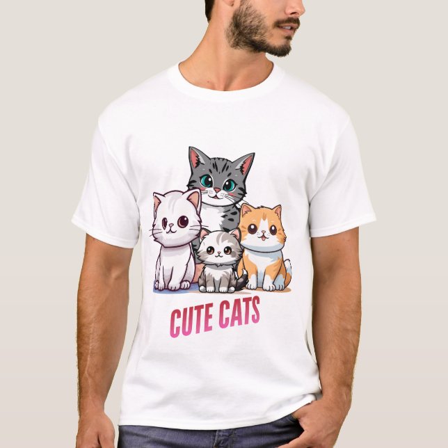 T-shirt Chats de dessin animé mignons Conception pour les  (Devant)