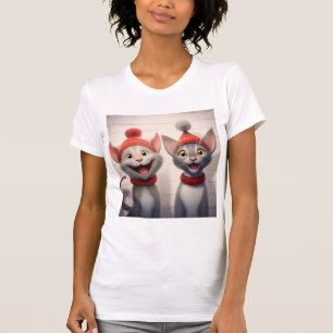 T-shirt Chats de dessin animé souriants avec chapeaux et c