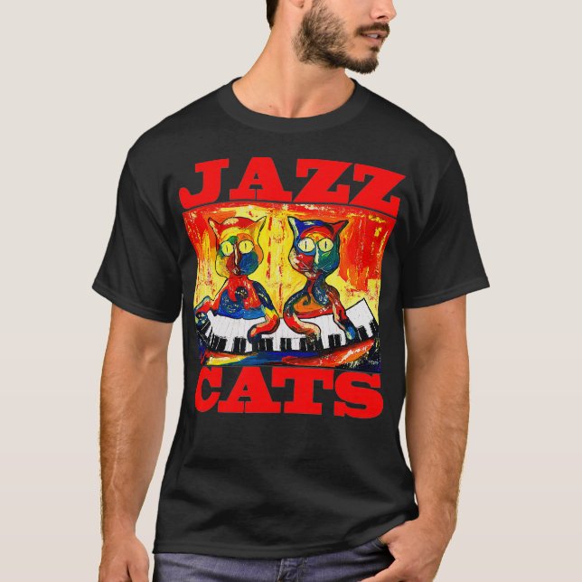 T-shirt Chats de Jazz pour chats Amoureux de les chats Jou (Devant)
