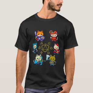 T-shirt Chats de joueurs de Rpg D20 Dés Drôle Chat Geek Ho