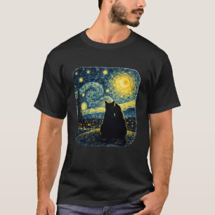 T-shirt Chats de la Nuit Étoilée sous la lumière de la lun