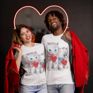 T-shirt Chats de la Saint-Valentin mignons vintage, Retrou