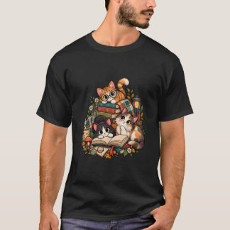 T-shirt Chats de lecture cosy Design pour amateur de livre