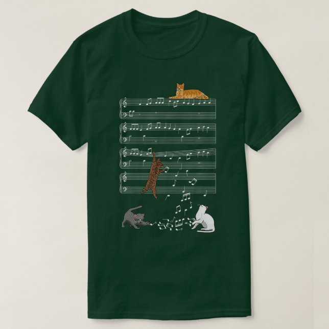 T-shirt Chats De Musique Drôle, Chat Et Amoureux De Musiqu (Design devant)