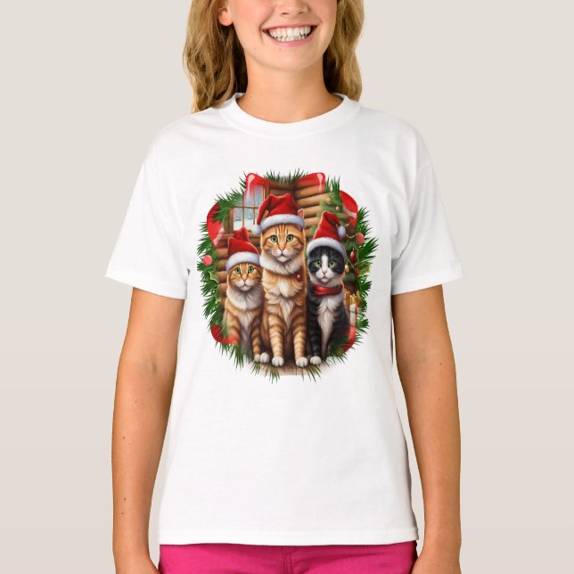 T-shirt Chats de Noël (Devant)