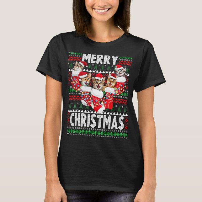 T-shirt Chats de Noël et mignonette Noël Doux moche (Devant)