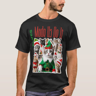 T-shirt Chats de Noël gais avec des cadeaux - Festive Vaca