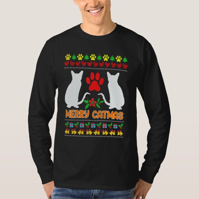 T-shirt Chats de Noël laids (Devant)