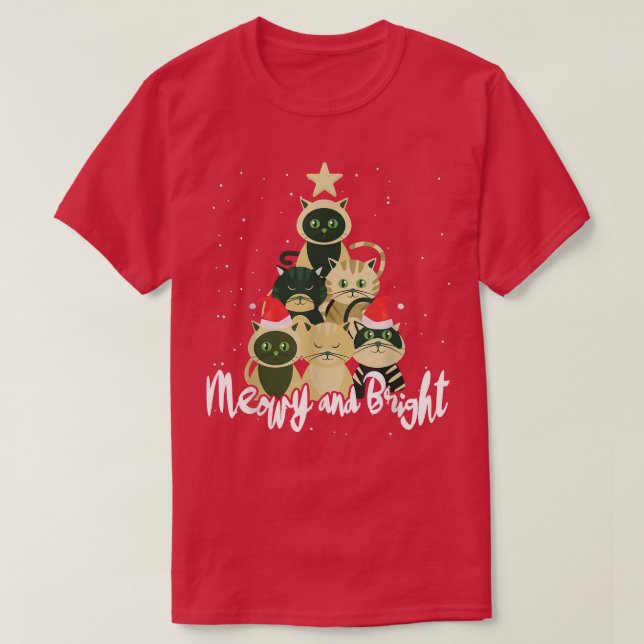 T-shirt Chats De Noël Meowy Et Bright Catmas Cute Cats X (Design devant)