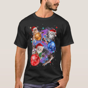T-shirt Chats De Noël Mignons Dans Les Ornements Spatiaux