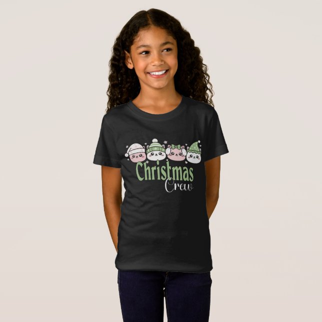 T-Shirt Chats de Noël pastel Kawaii (Devant entier)