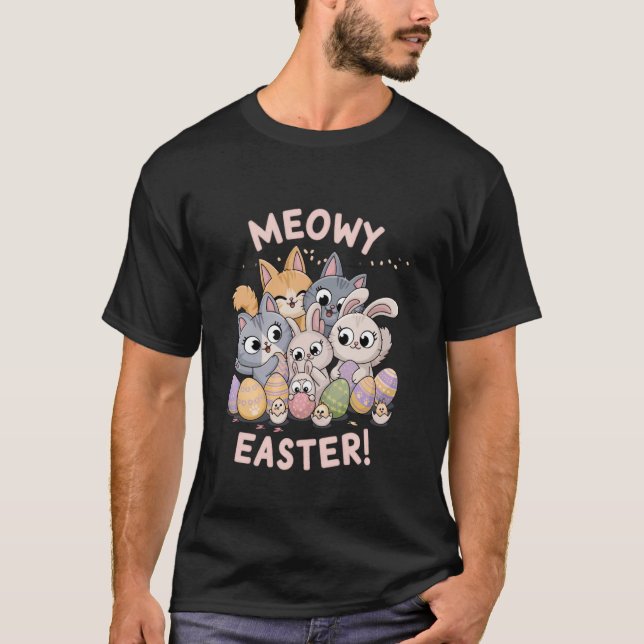 T-shirt Chats de Pâques Lapin Meowy (Devant)