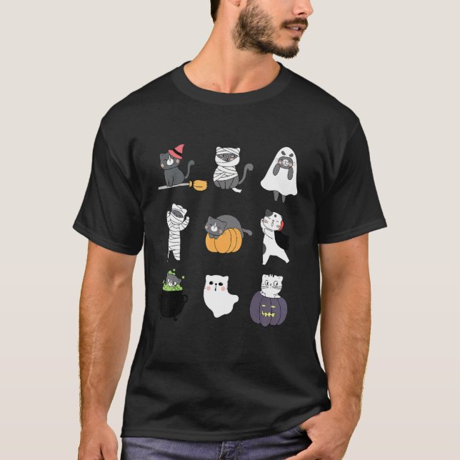 T-shirt Chats de sorcière de zombie de fantôme de vampire  (Devant)