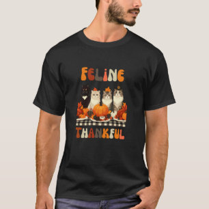 T-shirt Chats de Thanksgiving Dîner Fête Vintage Feline Au