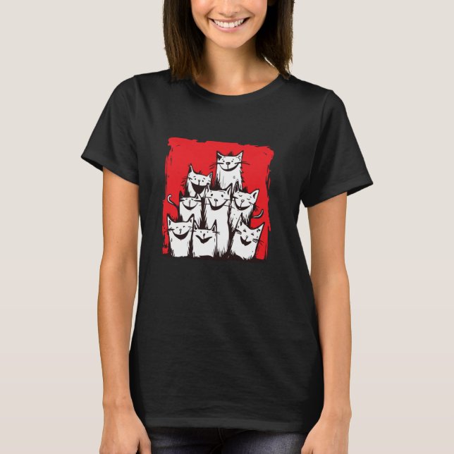T-shirt Chats déchaînés aiment les expressions joyeuses (Devant)