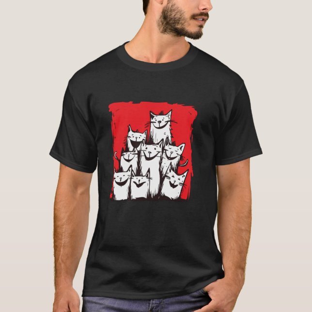 T-shirt Chats déchaînés aiment les expressions joyeuses (Devant)