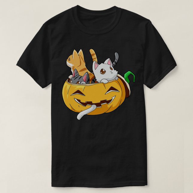 T-shirt Chats d'Halloween Citrouille 2 (Design devant)
