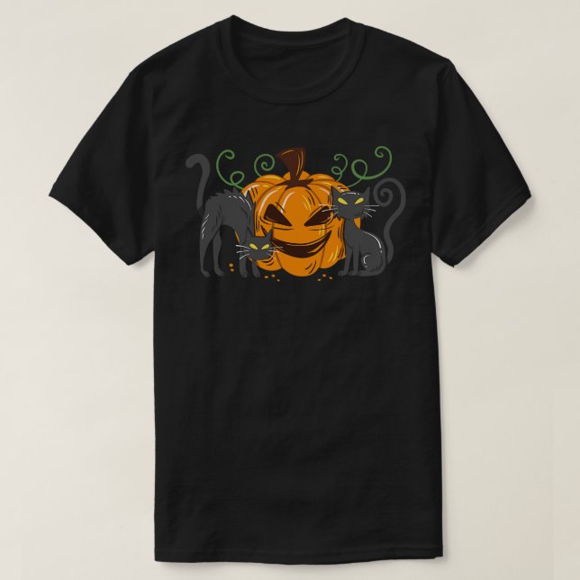T-shirt Chats d'Halloween Citrouille 3 (Design devant)