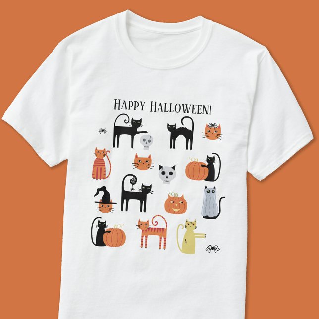 T-shirt Chats d'Halloween Éffrayant (Fun Happy Halloween cat unisex t-shirt)