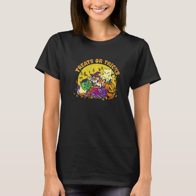 T-shirt Chats d'Halloween Trick Or Treat (Devant)