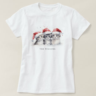 T-shirt Chats d'hiver doux Sweater Furie et Noël brillant