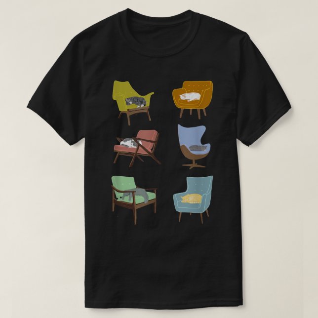 T-shirt Chats dormant sur les chaises modernes du milieu d (Design devant)