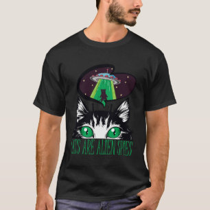 T-shirt Chats drôles de Kitty sont des espions extraterres