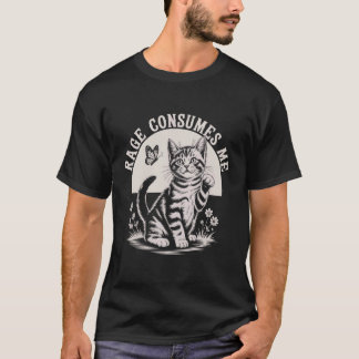 T-shirt Chats Drôles Rage Me Consomme Mignon Chaton Manche