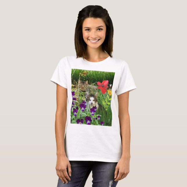 T-shirt Chats en Amoureux de les chats de jardin (Devant entier)