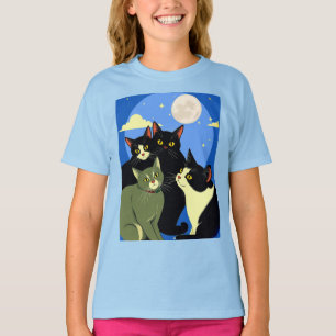 T-shirt Chats en maraude sous la pleine lune 