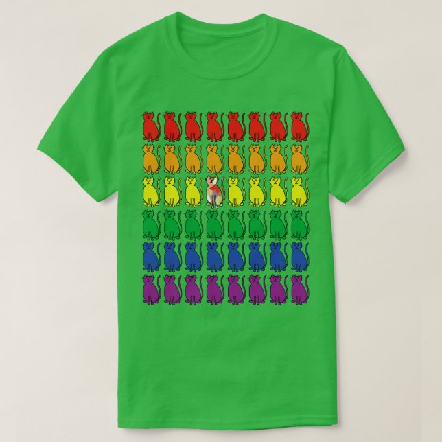 T-shirt Chats en Rainbow Rows pour Fierté (Design devant)