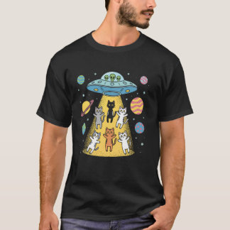 T-shirt Chats Enlèvement Alien Ufo Drôle Amant De L'Espace