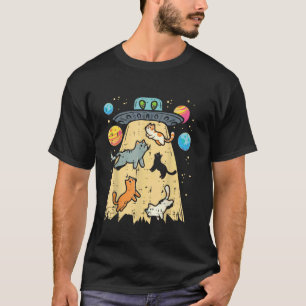 T-shirt Chats Enlèvement Alien UFO Soucoupes Volantes Femm