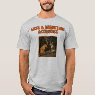 T-shirt Chats et activités nocturnes - Retro Funny Cat Art
