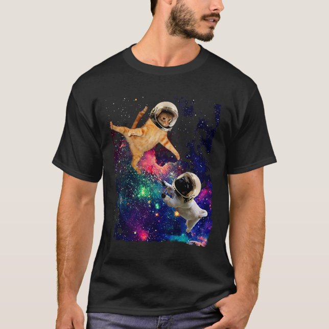 T-shirt Chats et astronautes pug (Devant)