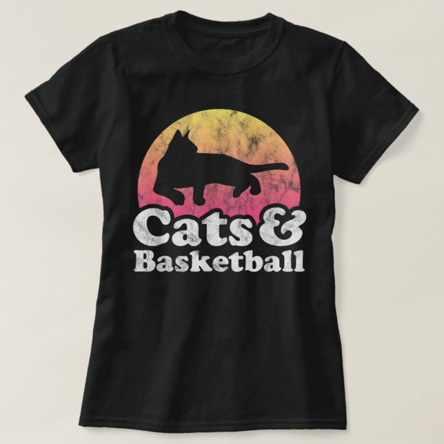 T-shirt Chats et basket-ball Hommes ou femmes Chat et bask (Design devant)